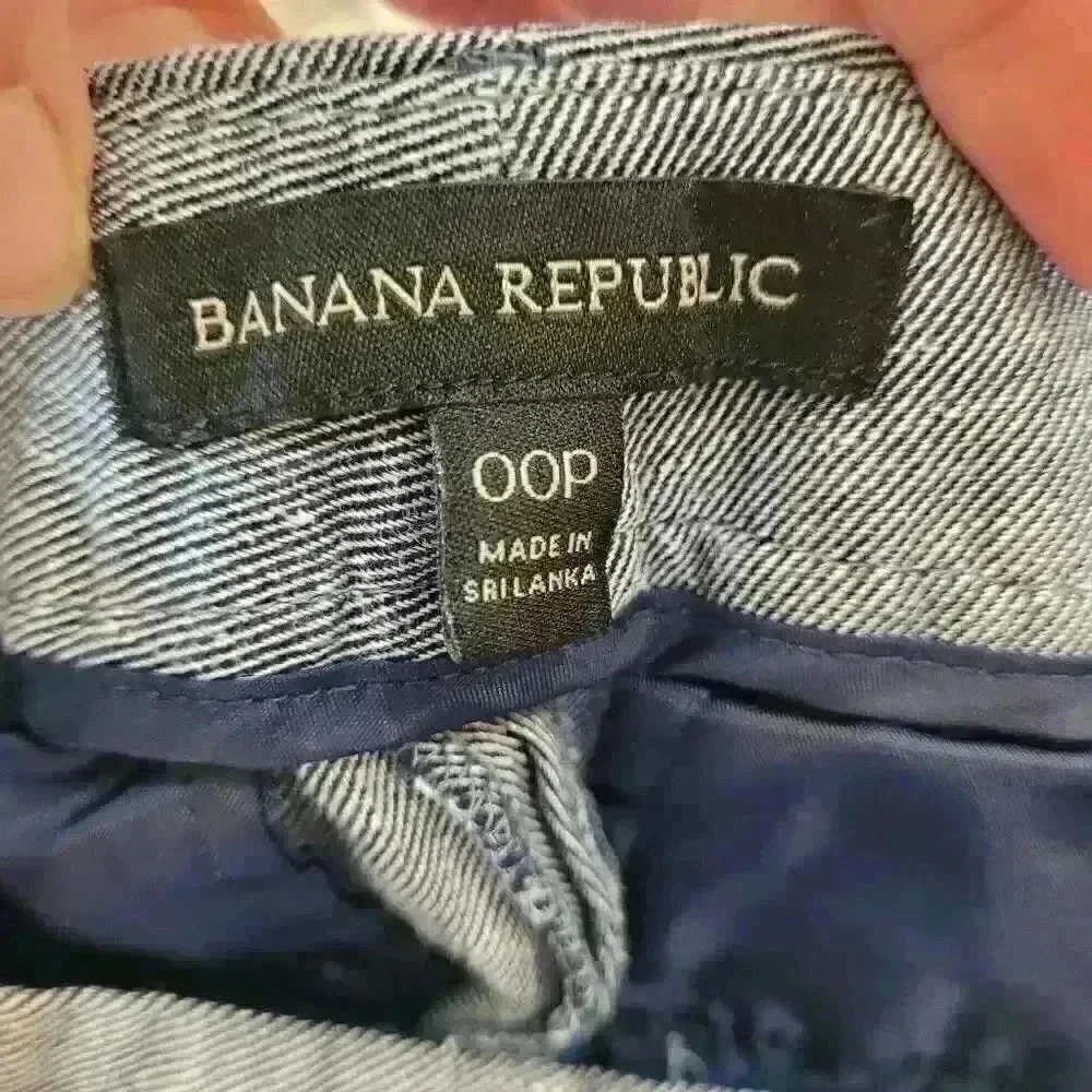 Banana Republic Avery Fit Women's Blue/White Twill Linen/Cotton/Spandex Pants